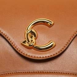 Pre Owned Coccinelle Brown Leather C Me Flap Top Handle Bag