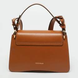 Pre Owned Coccinelle Brown Leather C Me Flap Top Handle Bag