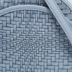 Pre Owned Cole Haan Blue Woven Leather Grand Ambition Circle Crossbody Bag