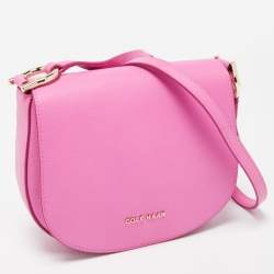Pre Owned Cole Haan Pink Leather Flap Crossbody Bag