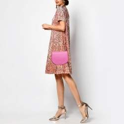 Pre Owned Cole Haan Pink Leather Flap Crossbody Bag