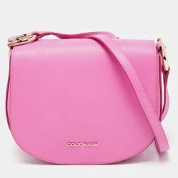 Pre Owned Cole Haan Pink Leather Flap Crossbody Bag