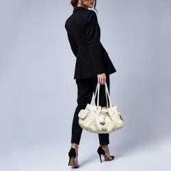Cole Haan Off White Leather Village Drawstring Shoulder Bag