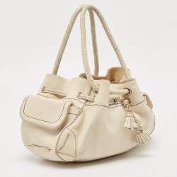 Cole Haan Off White Leather Village Drawstring Shoulder Bag