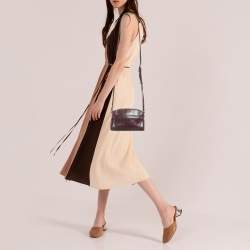 Cole Haan Burgundy Snakeskin Embossed Leather Zip Crossbody Bag