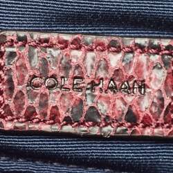 Cole Haan Burgundy Snakeskin Embossed Leather Zip Crossbody Bag