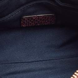Cole Haan Burgundy Snakeskin Embossed Leather Zip Crossbody Bag