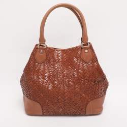Pre Owned Cole Haan Brown Woven Leather Tote