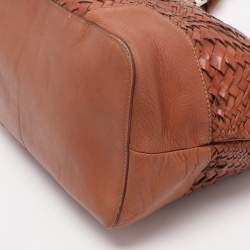 Pre Owned Cole Haan Brown Woven Leather Tote
