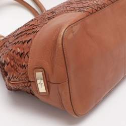 Pre Owned Cole Haan Brown Woven Leather Tote