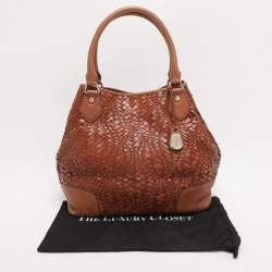 Pre Owned Cole Haan Brown Woven Leather Tote
