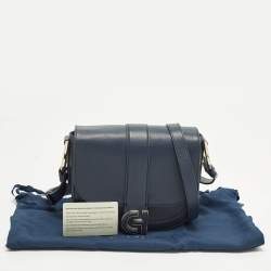 مملوكة مسبقًا Cole Haan Essential Mini Navy Blue Leather Saddle Bag