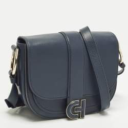 مملوكة مسبقًا Cole Haan Essential Mini Navy Blue Leather Saddle Bag