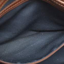 Pre Owned Cole Haan Brown Croc Embossed Leather Satchel