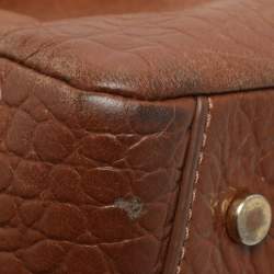 Pre Owned Cole Haan Brown Croc Embossed Leather Satchel