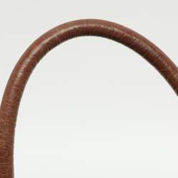 Pre Owned Cole Haan Brown Croc Embossed Leather Satchel