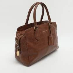 Pre Owned Cole Haan Brown Croc Embossed Leather Satchel