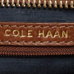 Pre Owned Cole Haan Brown Croc Embossed Leather Satchel