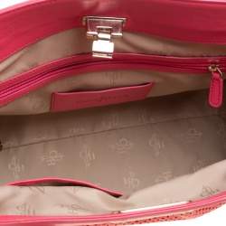 Pre Owned Cole Haan Pink Laser Cut Leather Vintage Valise Novelty Kendra Tote