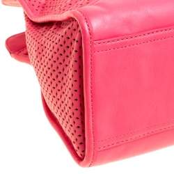 Pre Owned Cole Haan Pink Laser Cut Leather Vintage Valise Novelty Kendra Tote