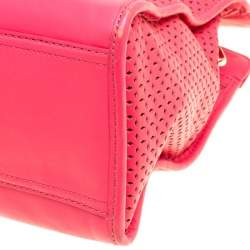 Pre Owned Cole Haan Pink Laser Cut Leather Vintage Valise Novelty Kendra Tote