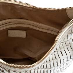 Cole Haan White Genevieve Open Weave Hobo 