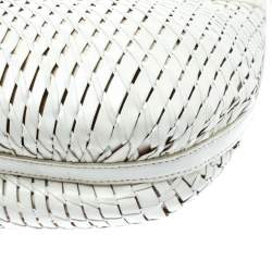 Cole Haan White Genevieve Open Weave Hobo 