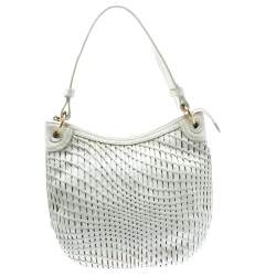 Cole Haan White Genevieve Open Weave Hobo 