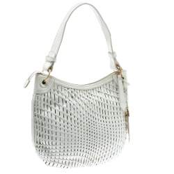 Cole Haan White Genevieve Open Weave Hobo 