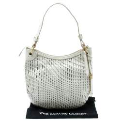 Cole Haan White Genevieve Open Weave Hobo 