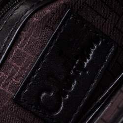 Pre Owned Cole Haan Black Woven Leather and Suede Clutch