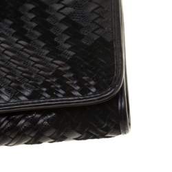 Pre Owned Cole Haan Black Woven Leather and Suede Clutch