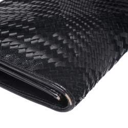Pre Owned Cole Haan Black Woven Leather and Suede Clutch