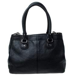 Pre Owned Cole Haan Black Pebbled Leather Tote