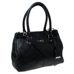 Pre Owned Cole Haan Black Pebbled Leather Tote