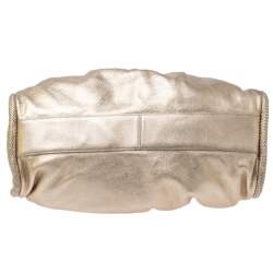 Pre Owned Cole Haan Metallic Gold Pebbled Leather Hobo