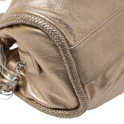 Pre Owned Cole Haan Metallic Gold Pebbled Leather Hobo