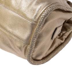 Pre Owned Cole Haan Metallic Gold Pebbled Leather Hobo