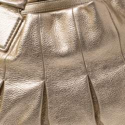 Pre Owned Cole Haan Metallic Gold Pebbled Leather Hobo