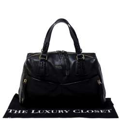 Cole Haan Black Leather Front Pocket Satchel