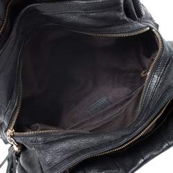 Pre Owned Cole Haan Black Pleated  Leather Tassel Hobo 