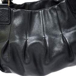 Pre Owned Cole Haan Black Pleated  Leather Tassel Hobo 