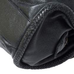 Pre Owned Cole Haan Black Pleated  Leather Tassel Hobo 