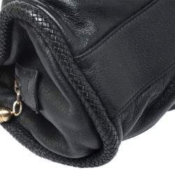 Pre Owned Cole Haan Black Pleated  Leather Tassel Hobo 