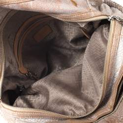 Pre Owned Cole Haan Metallic Beige Pleated Leather Tassel Hobo