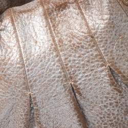 Pre Owned Cole Haan Metallic Beige Pleated Leather Tassel Hobo