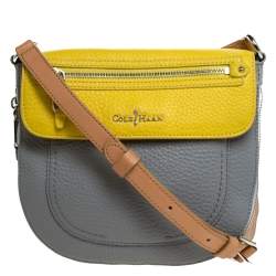 Pre Owned Cole Haan Tricolor Leather Flap Crossbody Bag