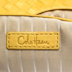 Pre Owned Cole Haan Yellow Leather Heritage Weave Hobo