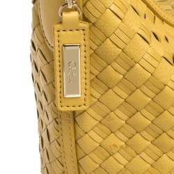 Pre Owned Cole Haan Yellow Leather Heritage Weave Hobo