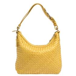 Pre Owned Cole Haan Yellow Leather Heritage Weave Hobo